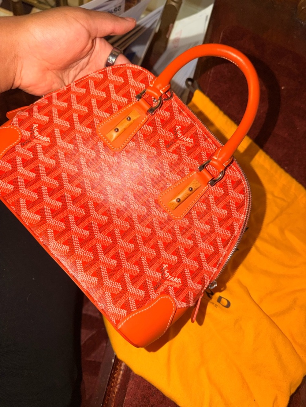 Goyard Orange Double-Zip handbag with Silver Hardware - Picture 3 of 9